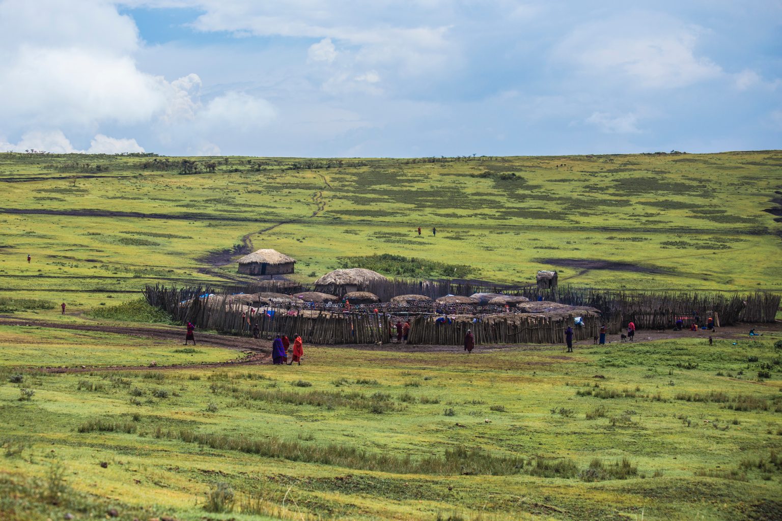 A Maasai homestead on the plains
